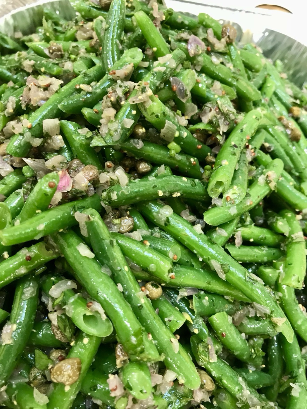 Green beans with capers and wholegrain mustard